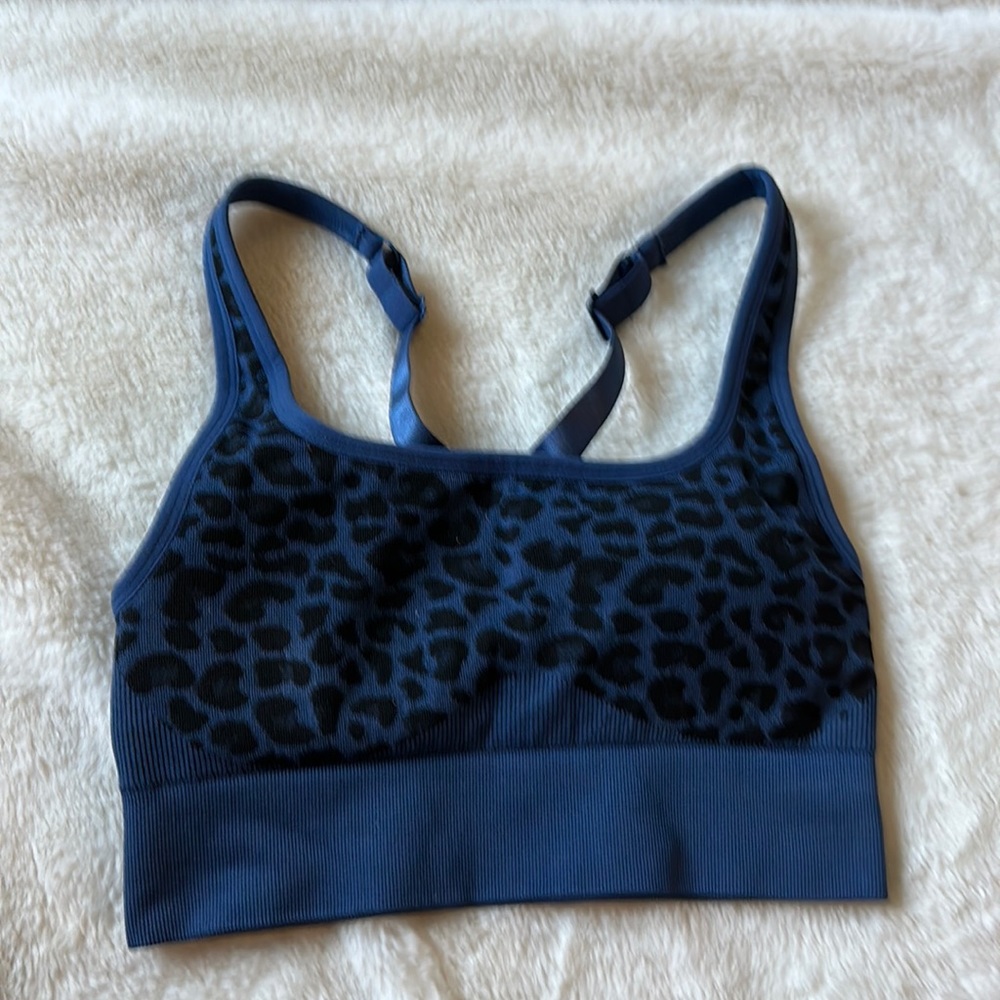 Blue animal print sports bra NWOT!